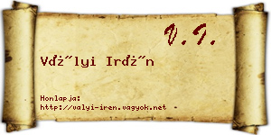 Vályi Irén névjegykártya