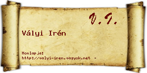 Vályi Irén névjegykártya